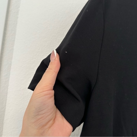 COS Asymmetrical Hem High Low Dress Solid Black Side Pleated Size M Women’s - Picture 7 of 10